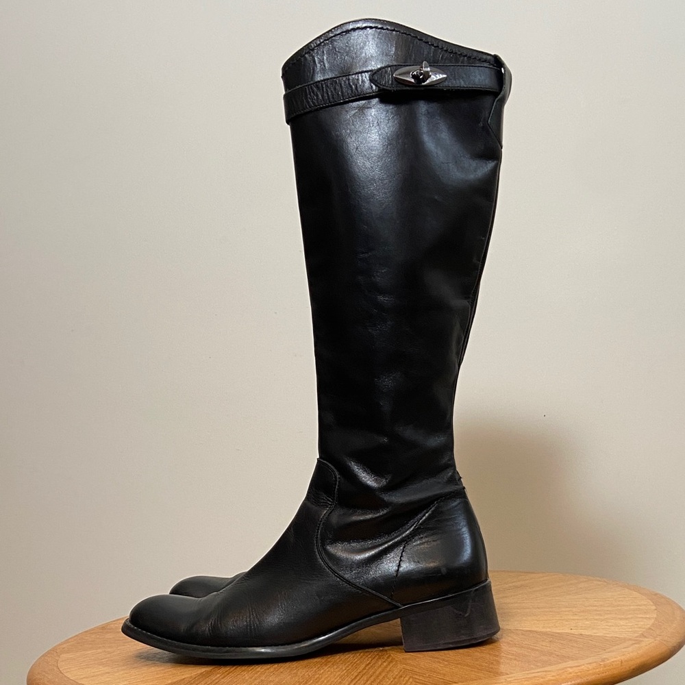 Black Leather Knee-High Boots